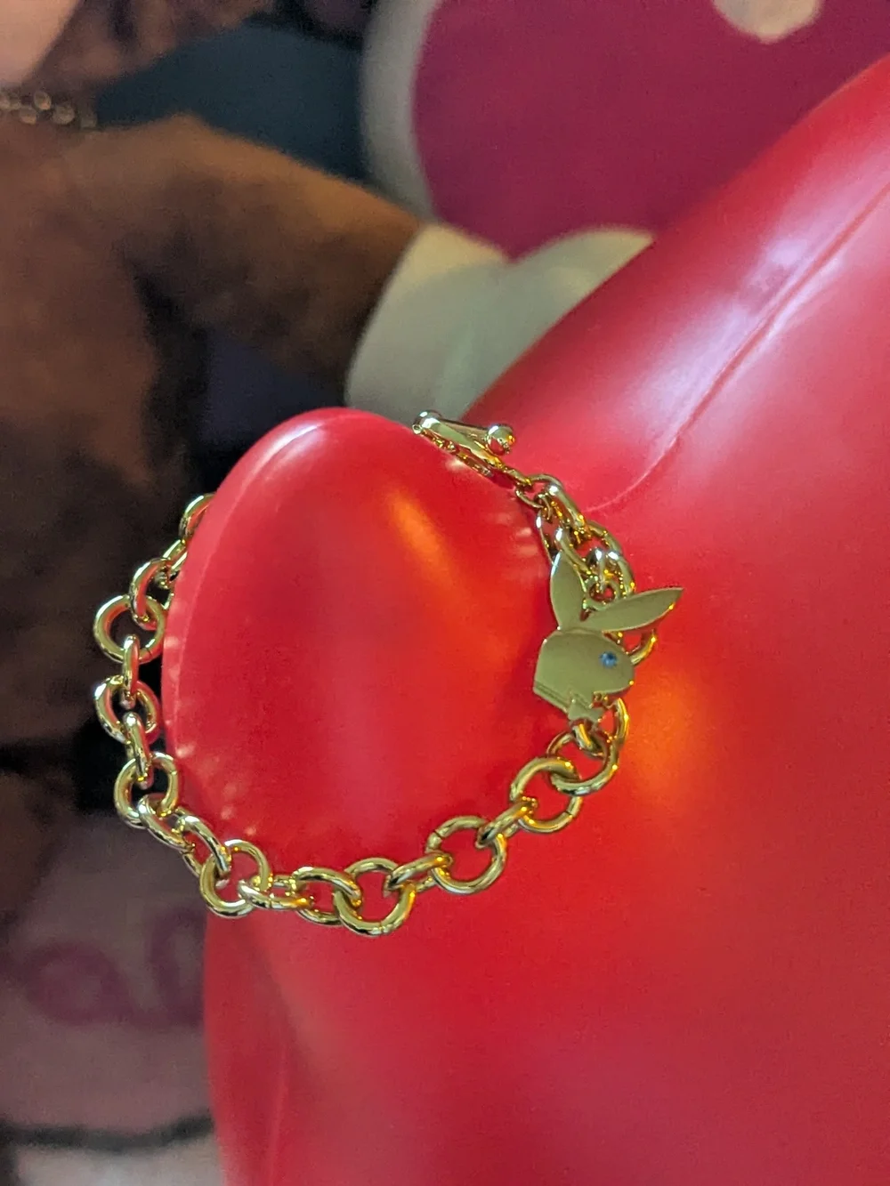 Playboy Gold Color Bunny Charm Chain Bracelet - Playful Women's Jewelry